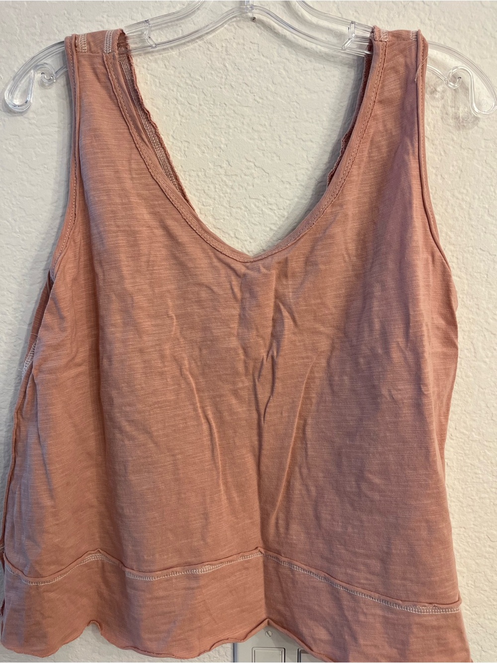 COTTON PEACHY EARTHY SEMI CROP  TANK TEE